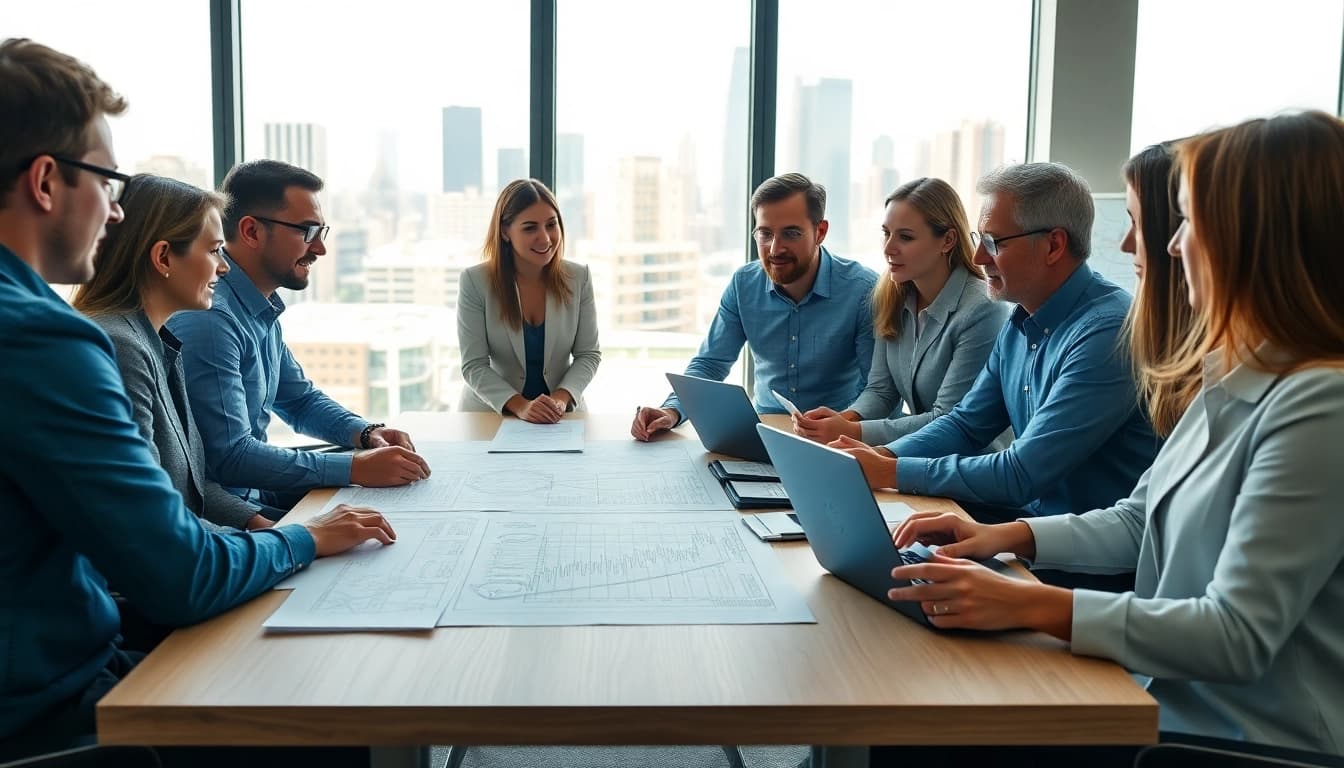 Headhunter Ingenieure collaborating in a bright modern office, showcasing teamwork and professionalism.
