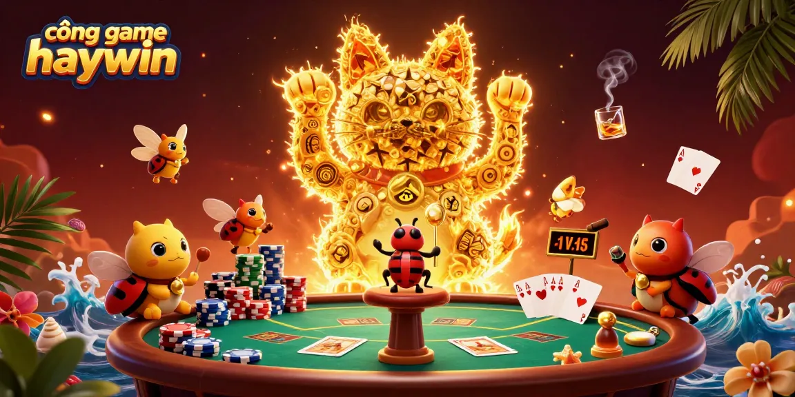 Experience the magic of cổng game haywin in this vibrant 3D cartoon illustration featuring a lucky cat.