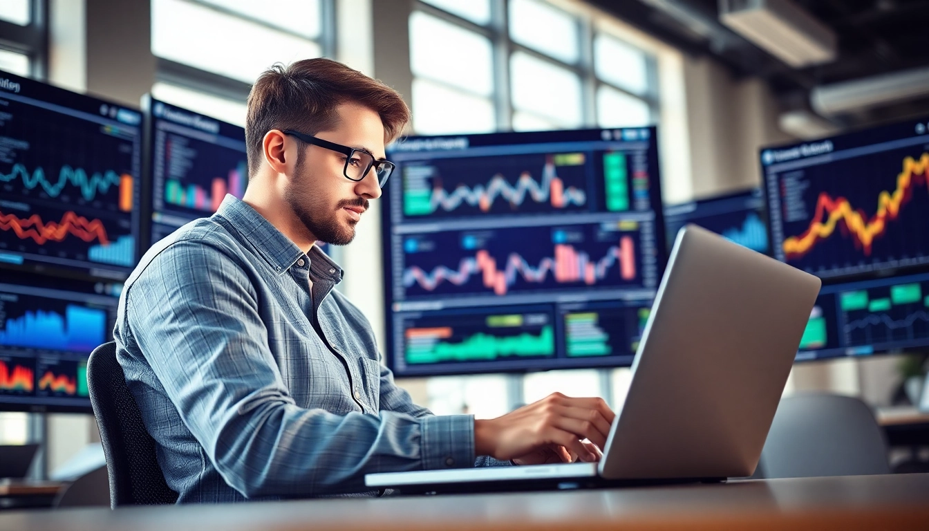 Shopware Entwickler arbeitet an modernem Arbeitsplatz mit digitaler Analyse.