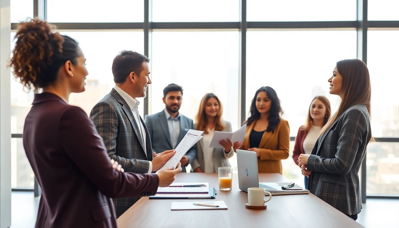 Personalvermittlung im Gespräch zwischen Recruiter und Kandidat in modernem Büro.