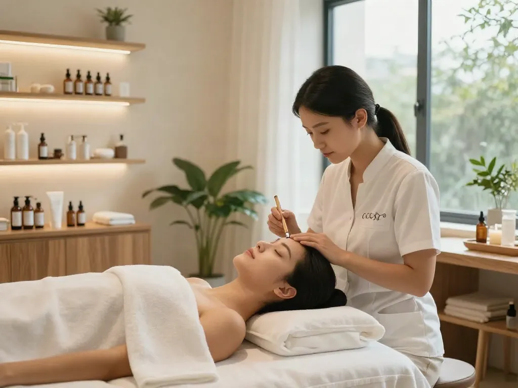 Augenringe entfernen mit CCeye® Behandlung in einem eleganten Beauty-Spa.
