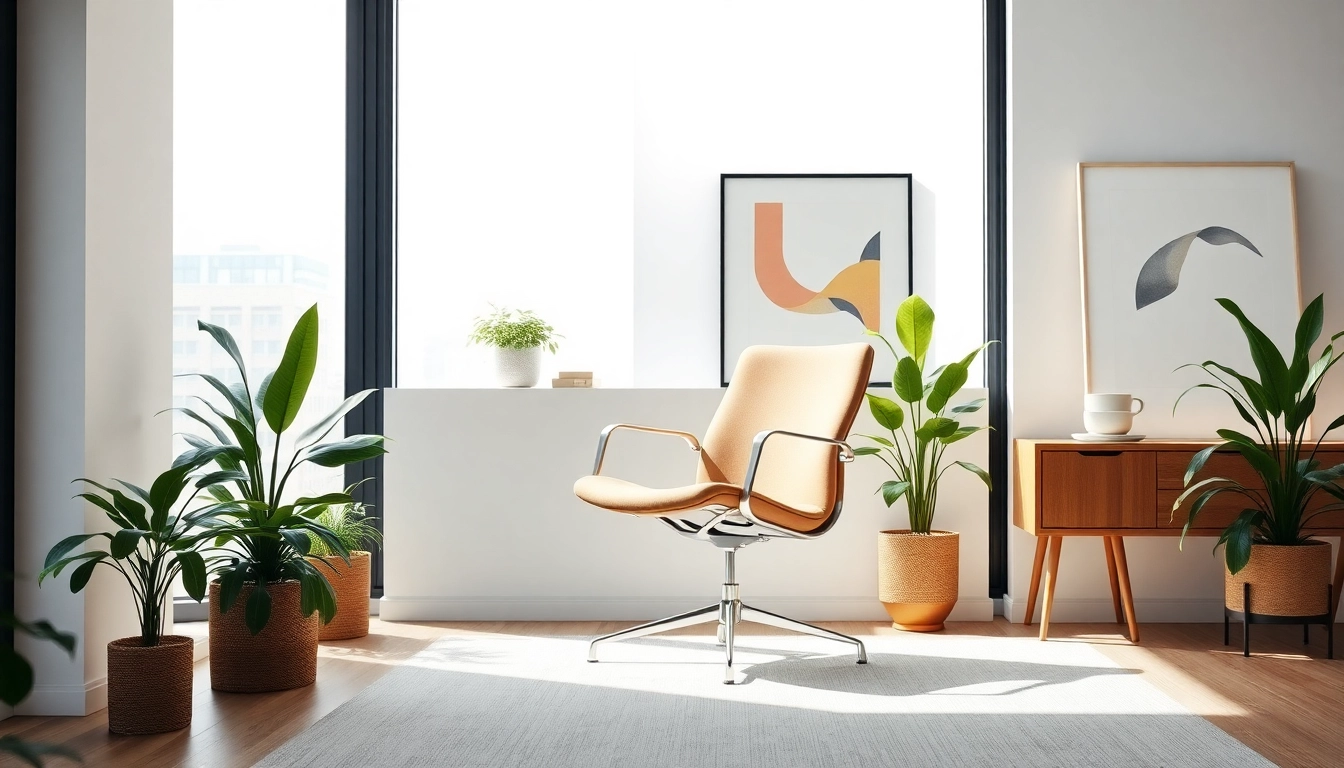 Vitra refurbished chair showcased in an elegant office setting with modern design elements