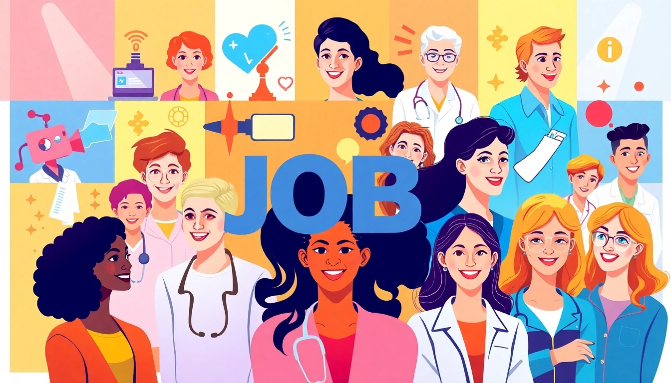 Explore Stellenangebote showcasing various job opportunities across multiple fields with diverse professionals.
