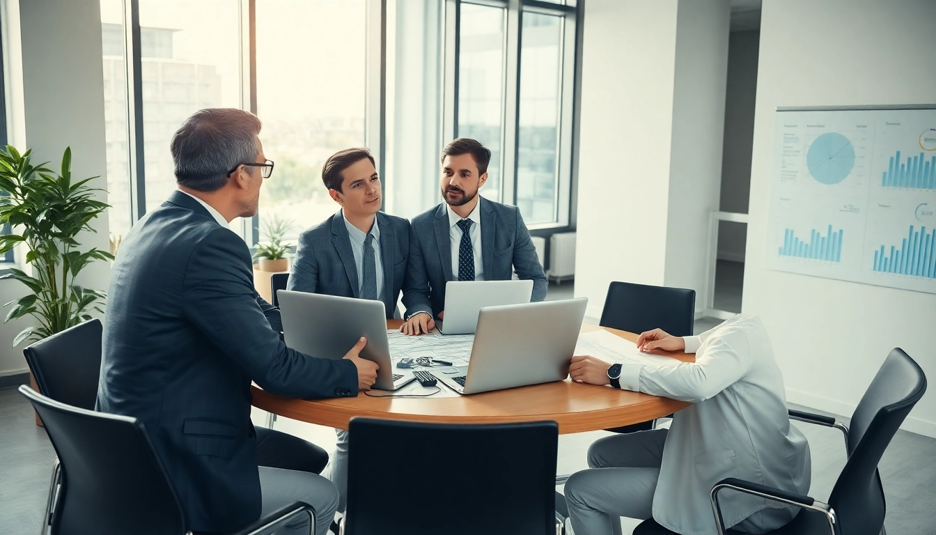Headhunter Ingenieure beraten in modernem Büro und präsentieren innovative Lösungen.