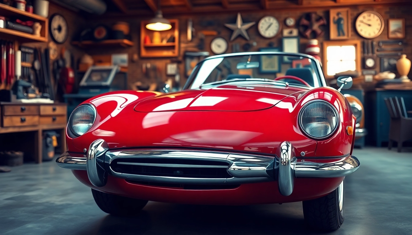 Oldtimer Wertgutachten im Fokus: Detaillierte Bewertung eines klassischen Fahrzeugs in einem Werkstatt-Setting.