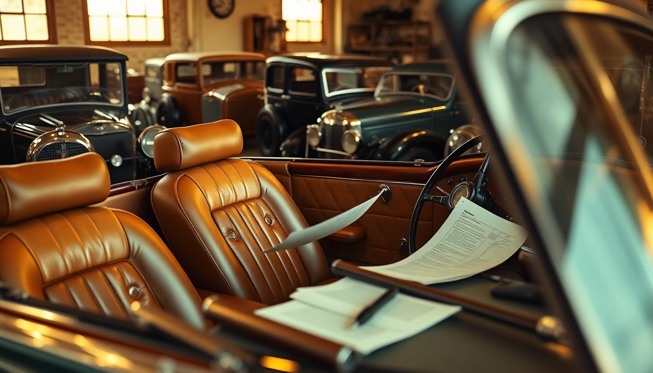 Oldtimer Wertgutachten und professionelle Fahrzeugbewertung in einer Werkstatt mit klassischen Autos.