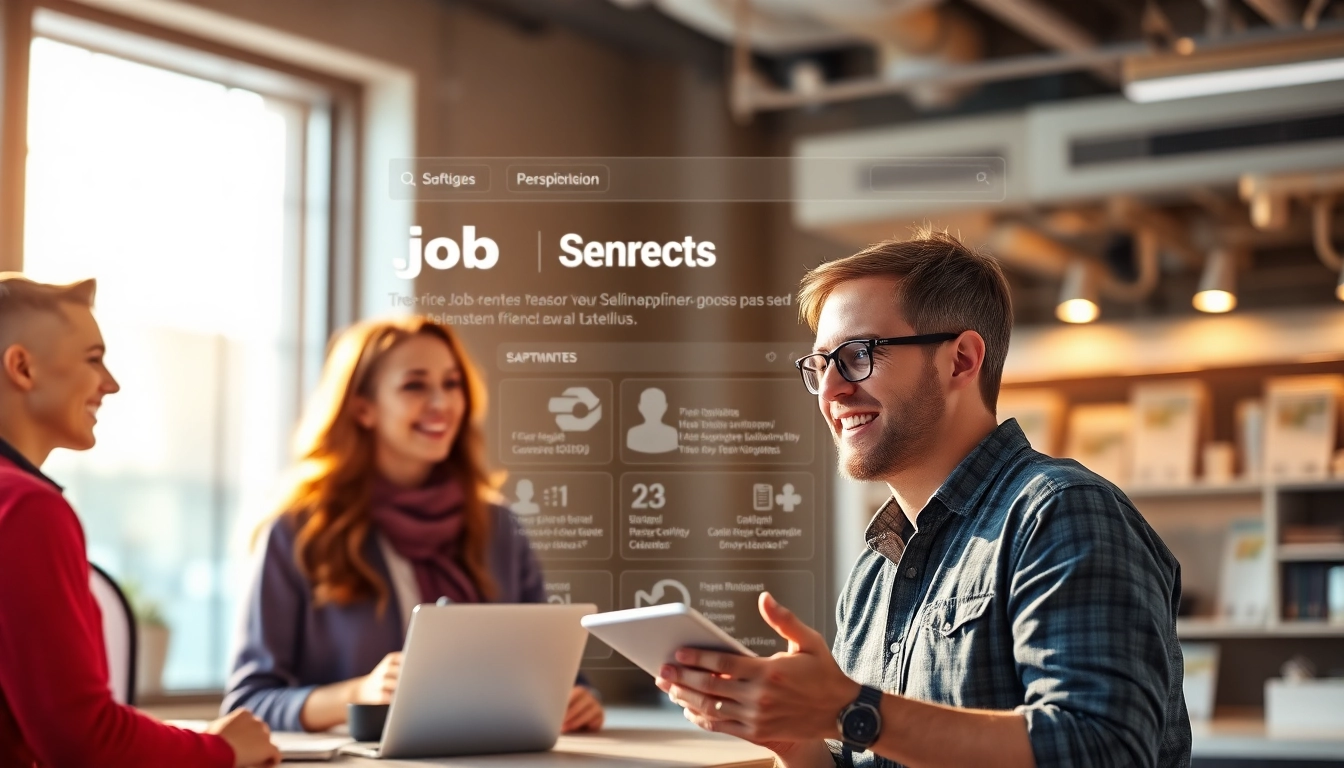 Stellenangebote auf einem interaktiven Jobportal, wo Benutzer sich durch verschiedene Karriereoptionen navigieren.