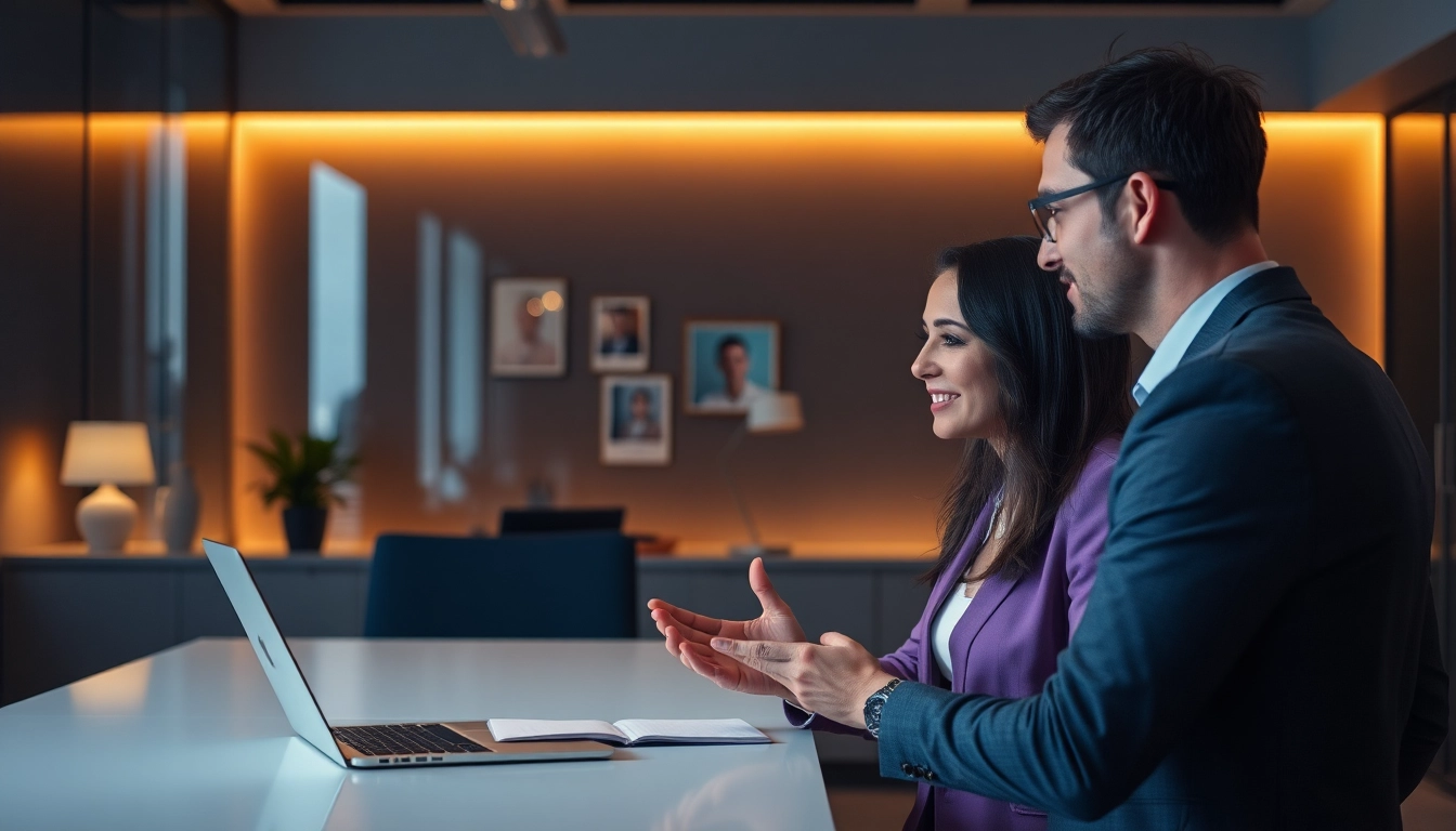 Headhunter präsentiert Möglichkeiten für hochqualifizierte Kandidaten in einem modernen Büro.