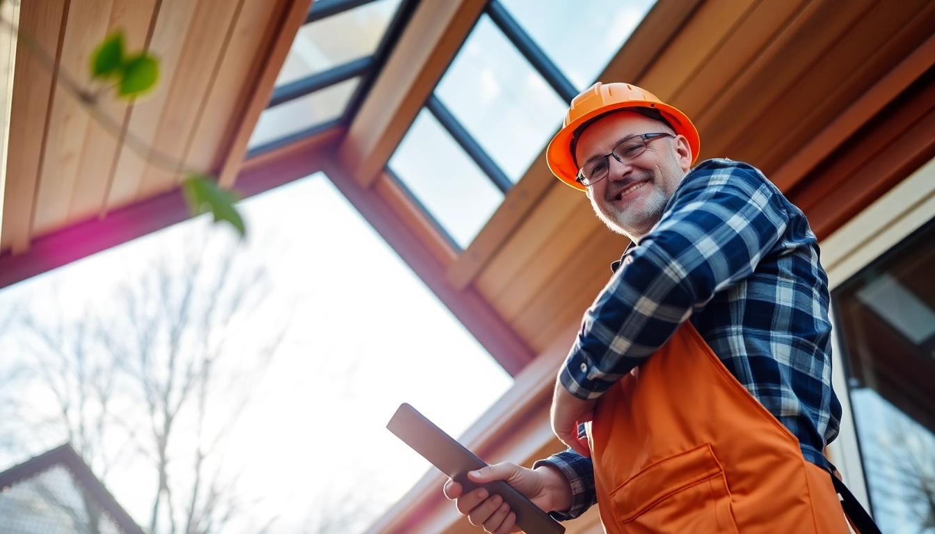 Münster Dachdecker bei der Arbeit an einem modernen Dachprojekt in sonnigem Tageslicht.
