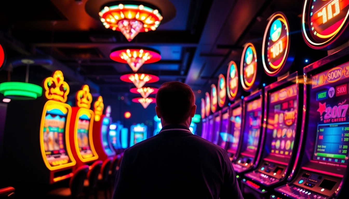 Spielen Sie casino online an einem glitzernden Spielautomaten mit aufregendem Ambiente.