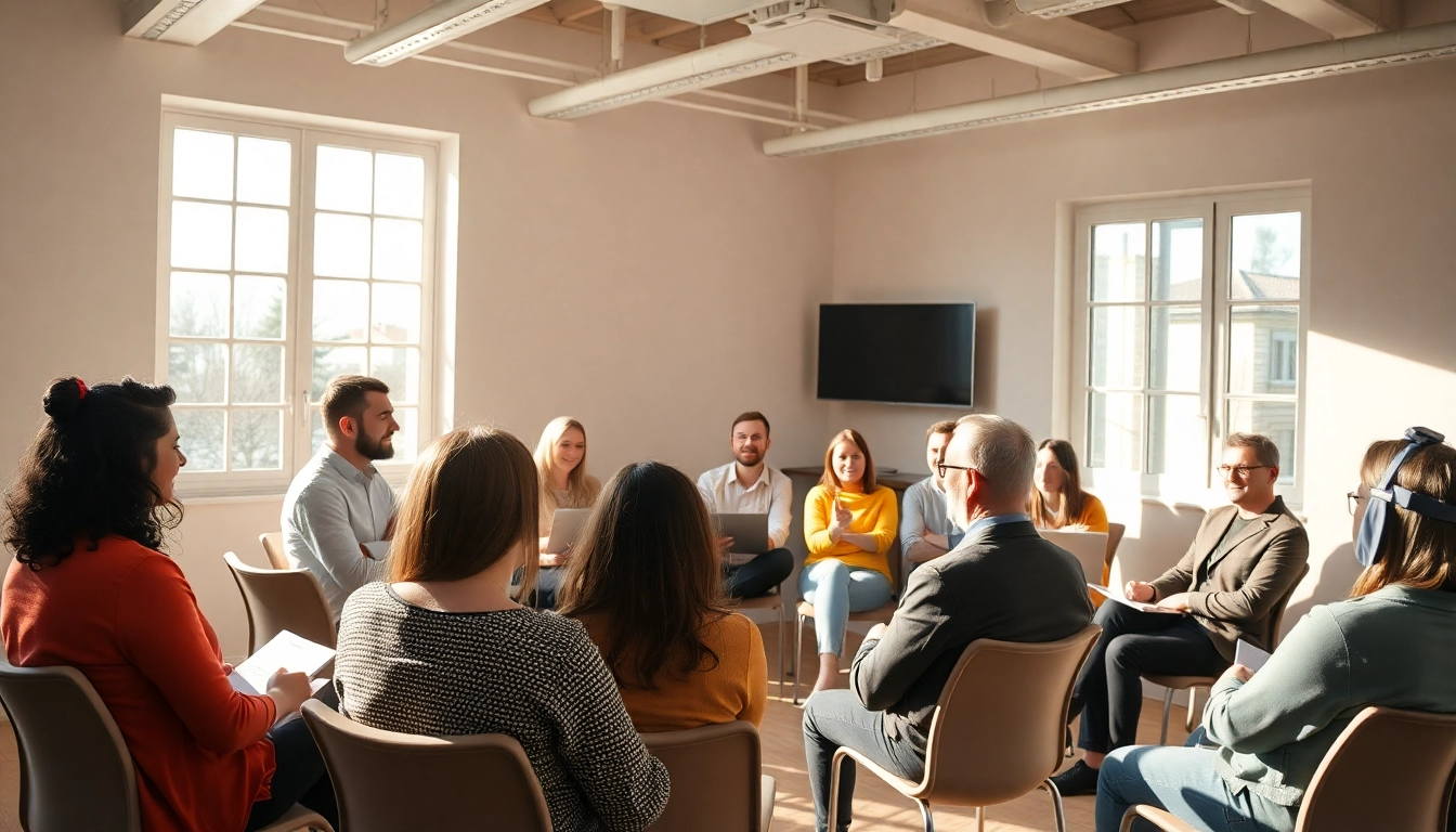 Jobcoaching-Teilnehmer interagieren aktiv während eines Workshops in freundlicher Atmosphäre.