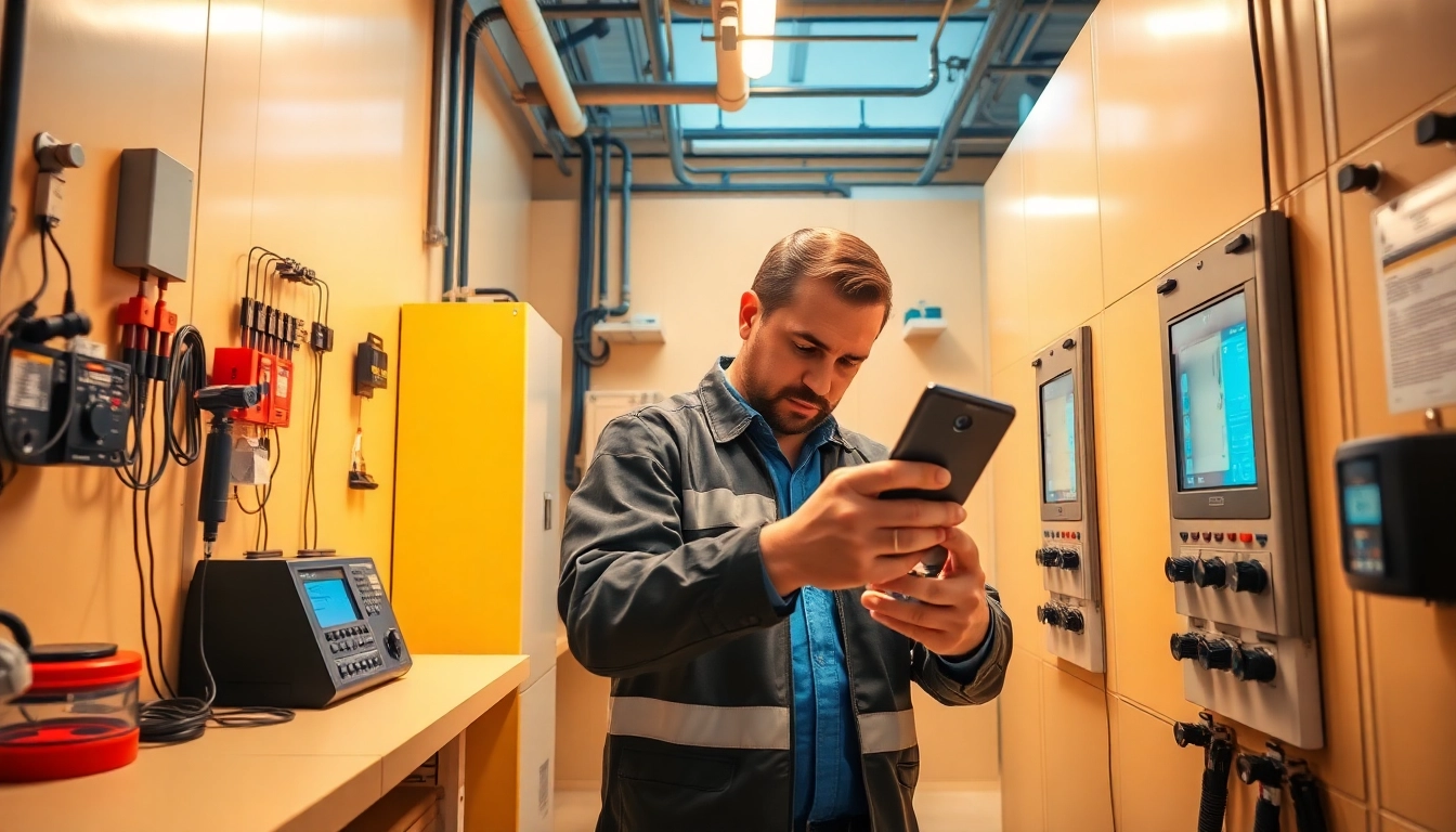 Conducting a DGUV V3 Prüfung with safety equipment showcasing reliability in the workplace.