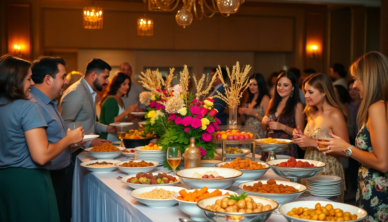 Delicious Partyservice offerings displayed at a festive buffet with vibrant food options for celebration.