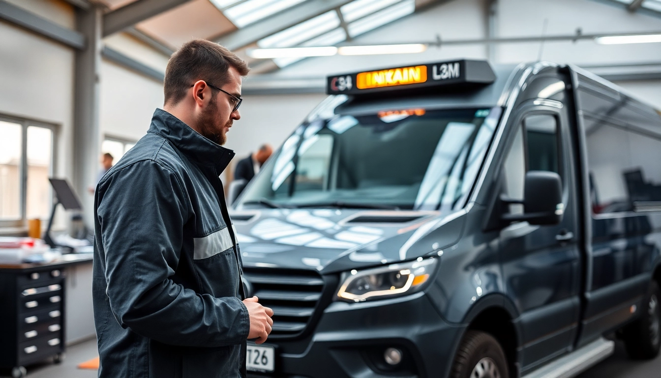 Professioneller Kfz Gutachter Köln bei der Arbeit an einem Fahrzeug in einer modernen Umgebung.