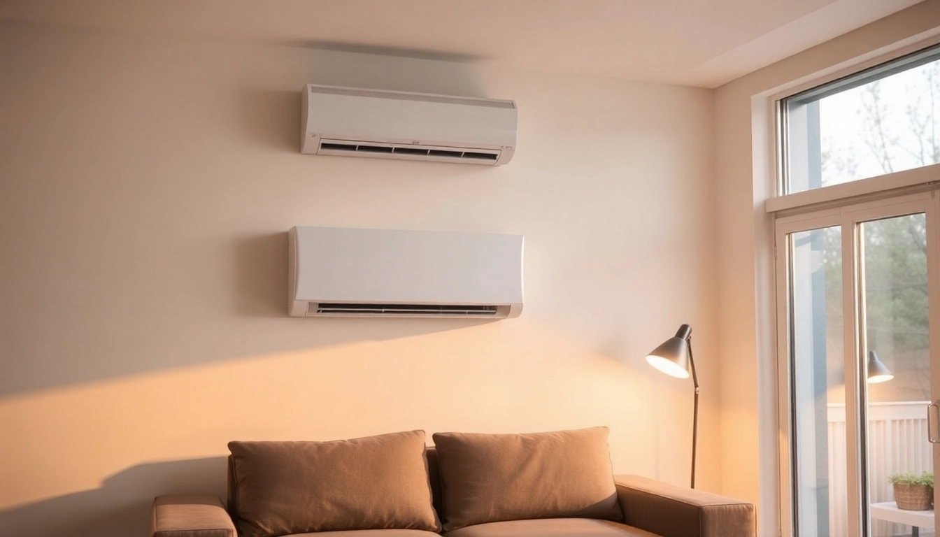 Klimaanlage in einem modernen Wohnzimmer, die eine angenehme Raumtemperatur schafft und Komfort bietet.