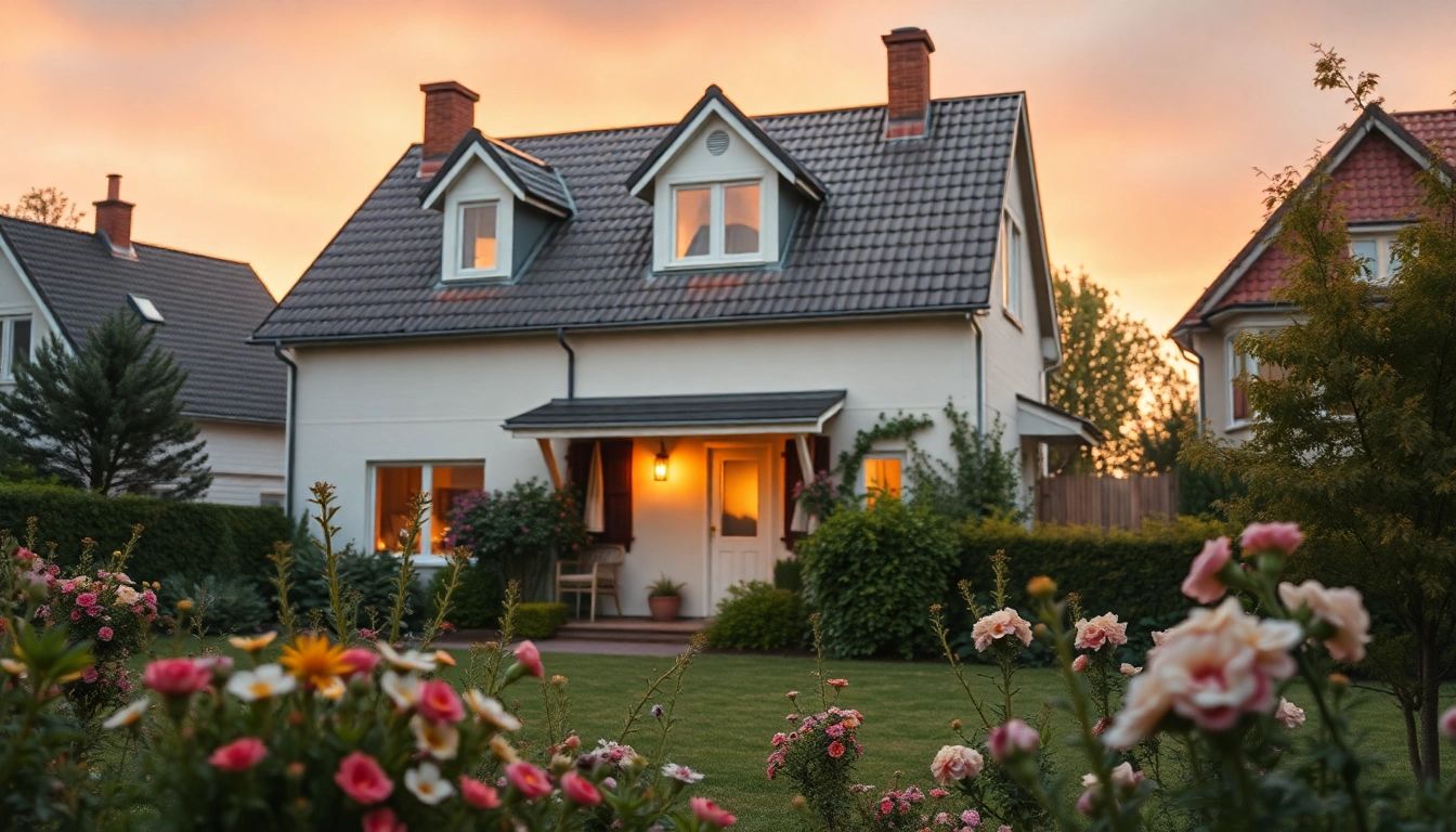Charmantes Einfamilienhaus im Fokus für Hauskauf mit blühendem Garten und einladender Atmosphäre.