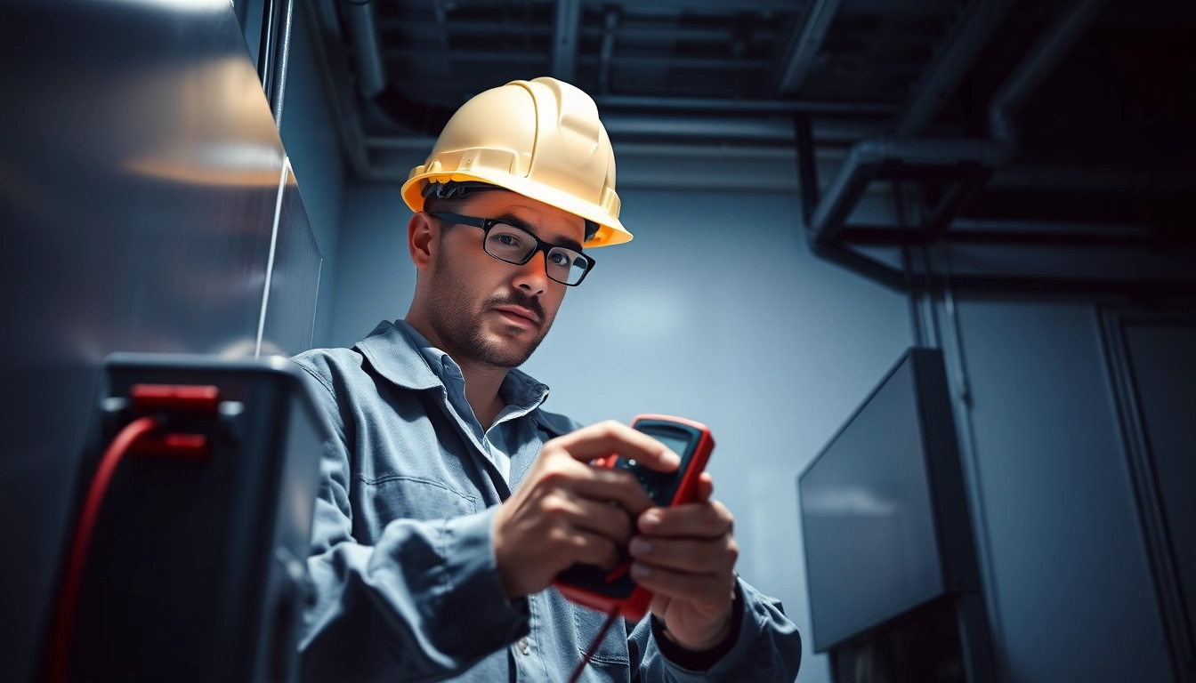 Inspektor führt einen Sicherheits-Check an einem elektrischen Gerät durch.