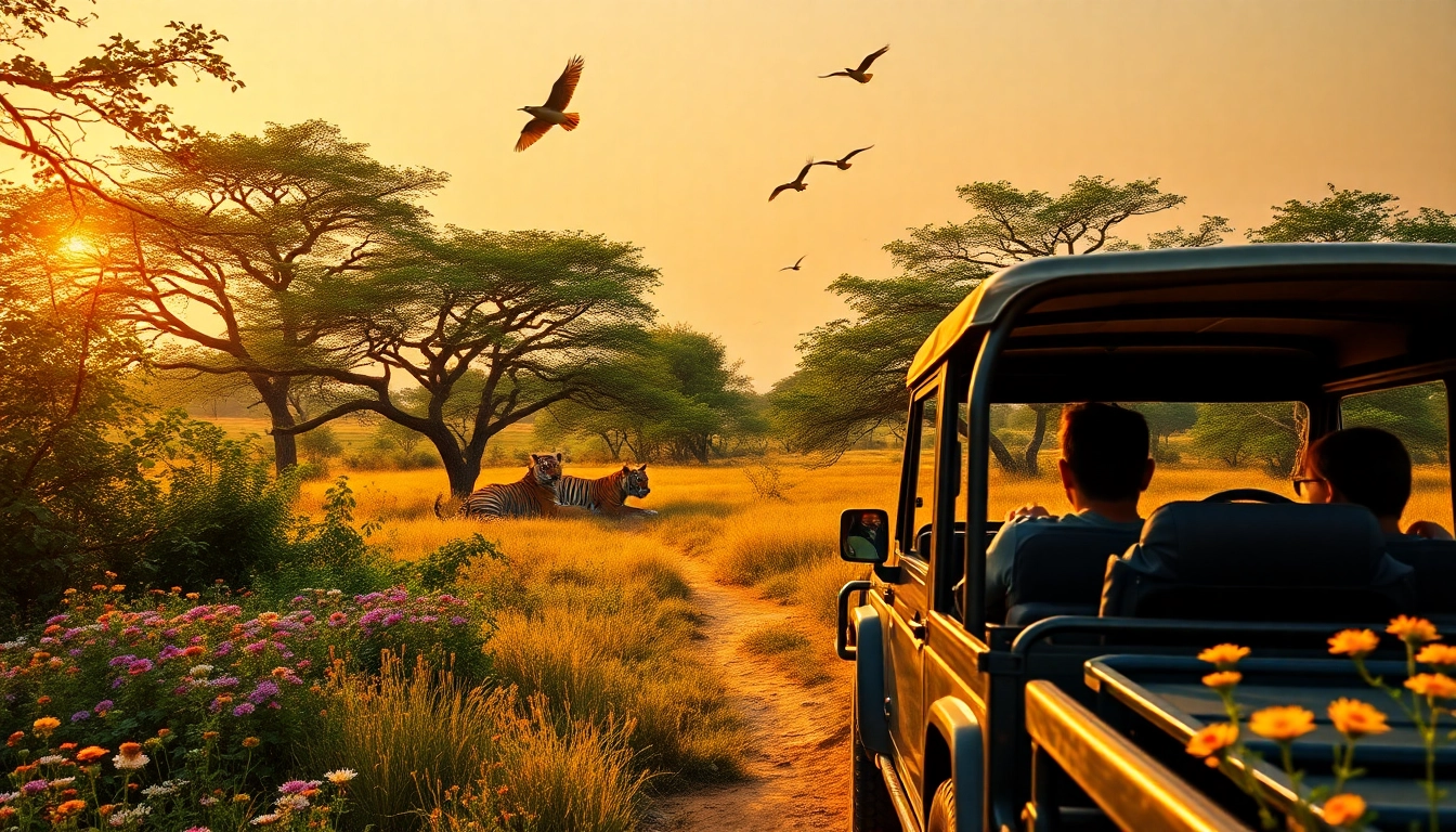 Experience the excitement of wildlife safari tours in India, featuring Bengal tigers and the beautiful Indian landscape.