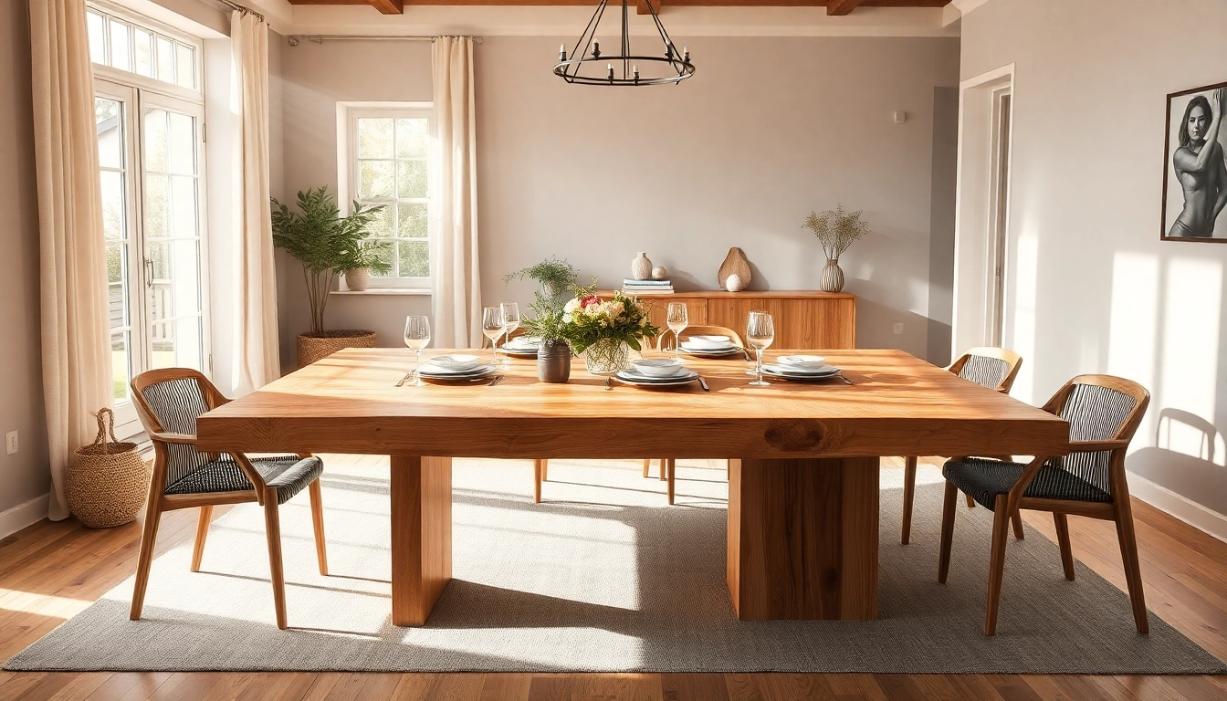 Entdecken Sie den massiven Eiche Esstisch mit Baumkante, der Eleganz und Natur vereint, um Ihren Essbereich zu bereichern.