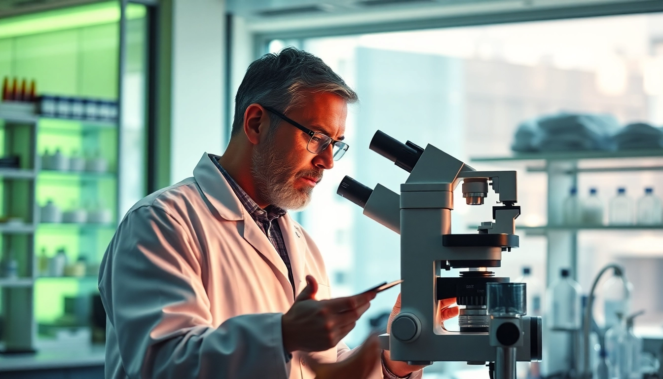 Virologe Stephan Becker arbeitet engagiert in seinem modernen Labor mit Mikroskop und Notizen zur Virusforschung.