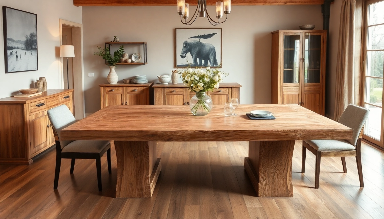 Entdecken Sie den eleganten Massiven Eiche Esstisch mit Baumkante, ideal für stilvolle Esszimmer und besondere Anlässe.