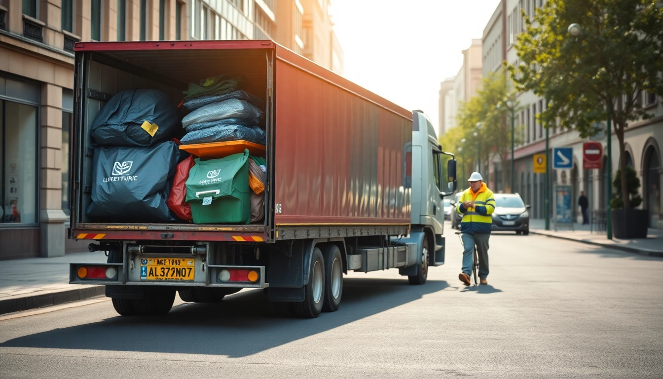 Schrottabholung durch professionelle Schrotthändler, die Schrott in ein Fahrzeug verladen.