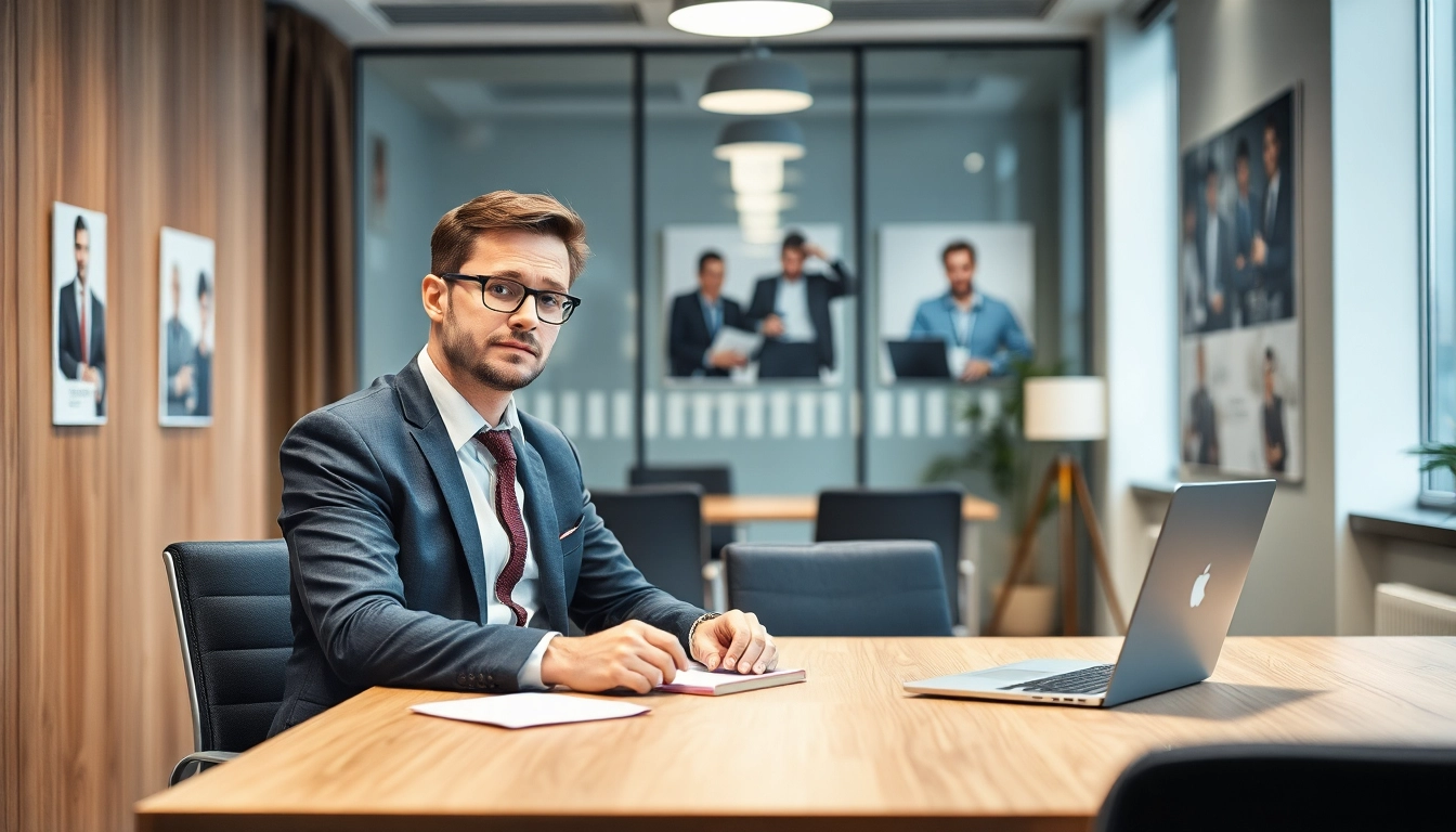 Headhunter Braunschweig, der professionell in einem modernen Büro arbeitet, um top Talente zu finden.