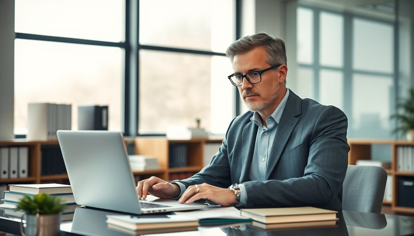 Headhunter Gesundheitswesen beobachtet sorgfältig Kandidatenprofile in einem modernen Büro.