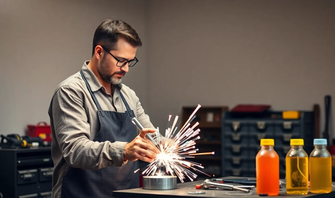 Felgenreparatur München: Mechaniker restauriert eine Alufelge fachgerecht.