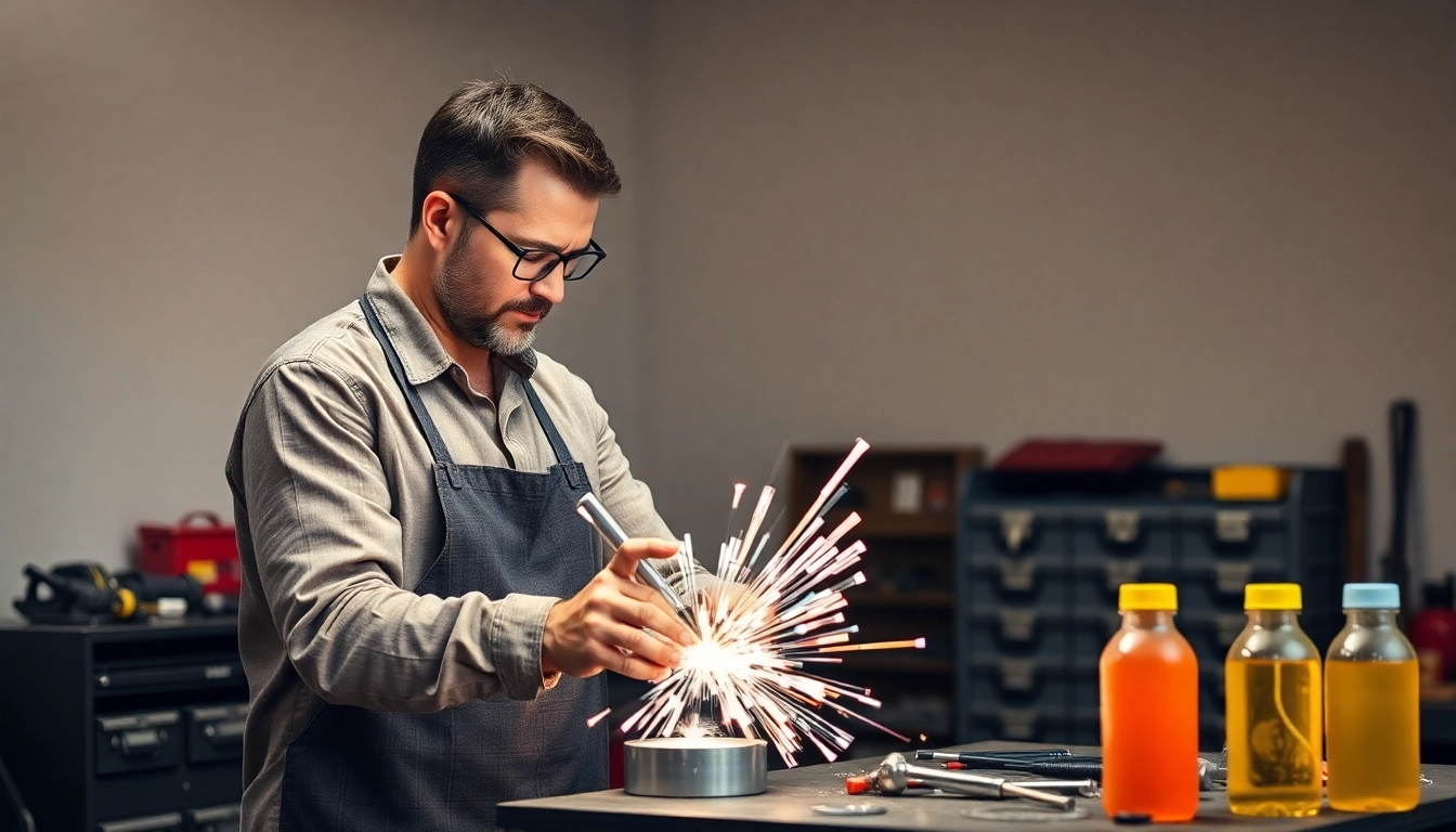 Felgenreparatur München: Mechaniker restauriert eine Alufelge fachgerecht.