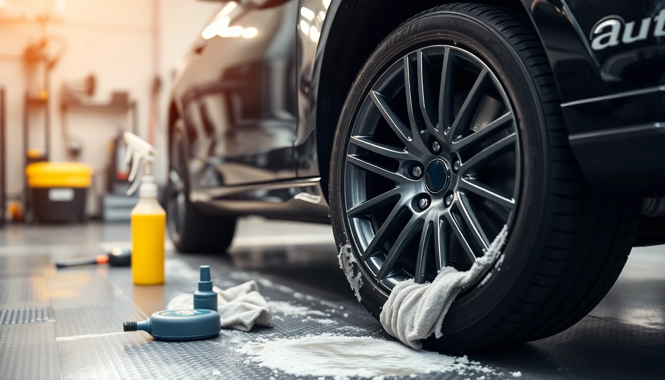 Felgenreiniger Auto wird auf glänzende Felgen gesprüht für eine makellose Reinigung.