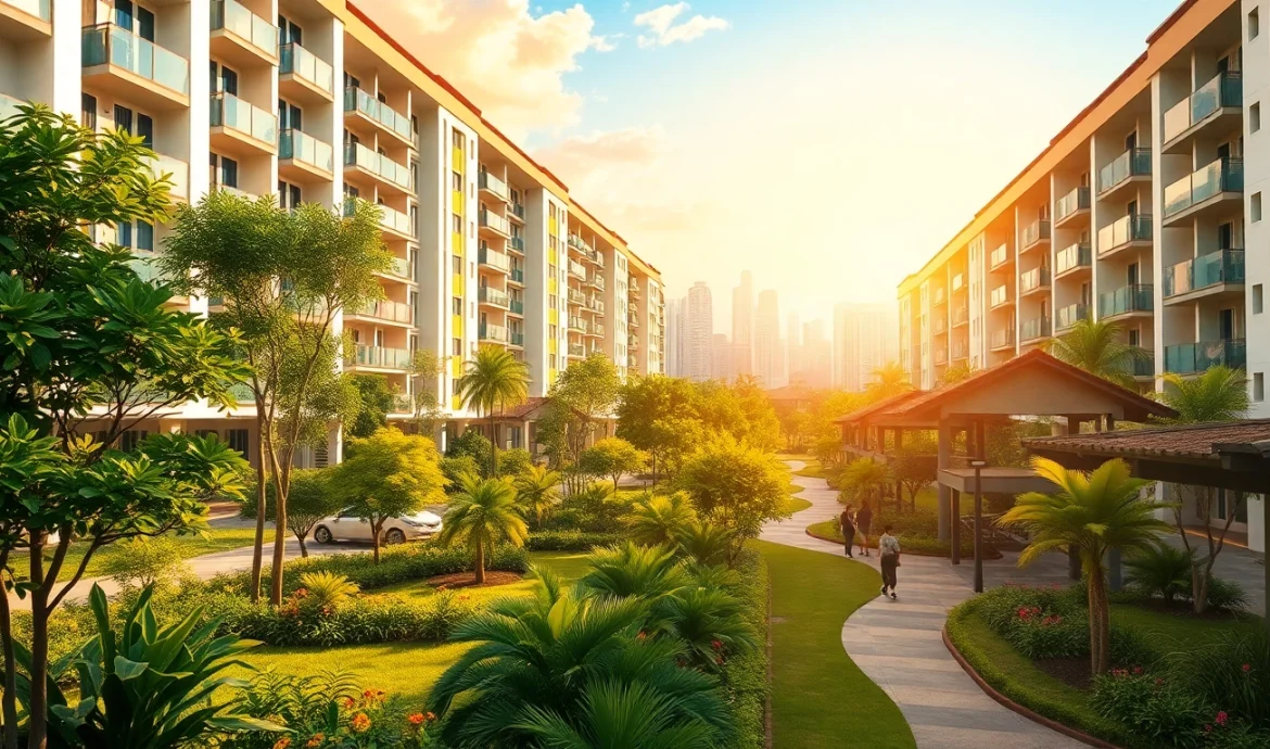 A scenic view capturing the essence of Tampines St 95 EC, featuring modern architecture and lush greenery.