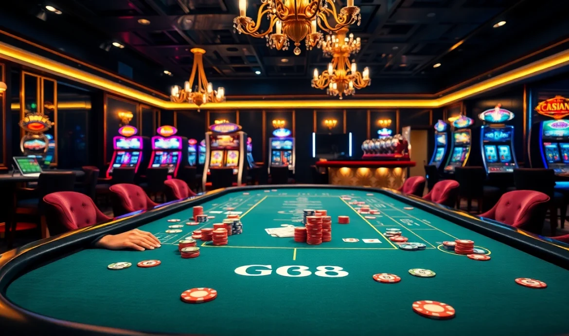 Experience thrilling action at GG88 casino with vibrant tables and colorful chips.