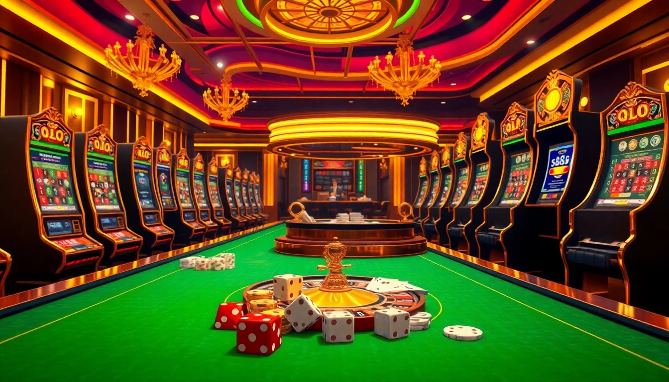 Experience thrilling gameplay at S8 with vibrant slot machines and a luxurious online casino interface.