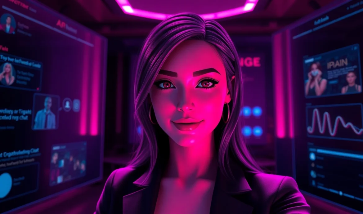 Engage with a captivating AI chat experience featuring adult conversations in a sleek virtual environment.