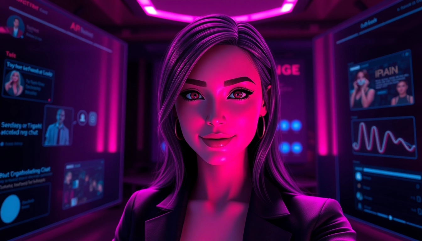 Engage with a captivating AI chat experience featuring adult conversations in a sleek virtual environment.