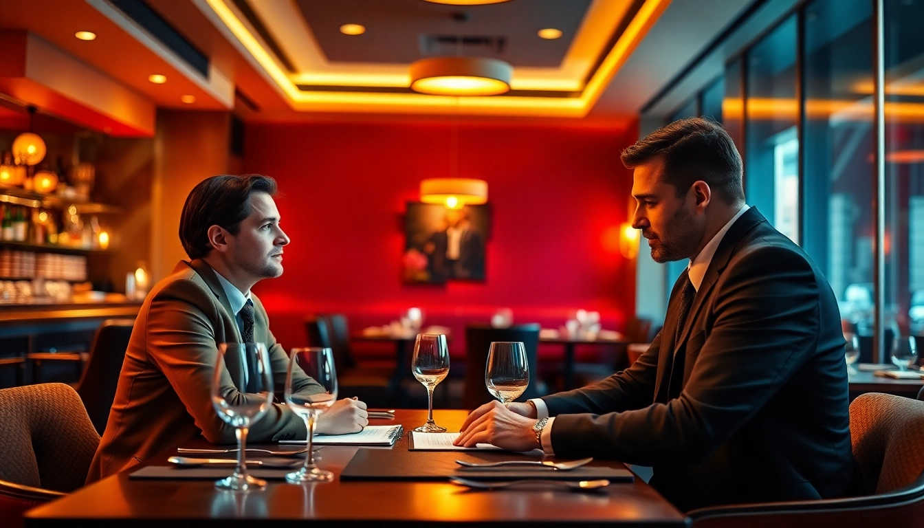 Headhunter Gastronomie interview with candidates in an upscale restaurant setting.