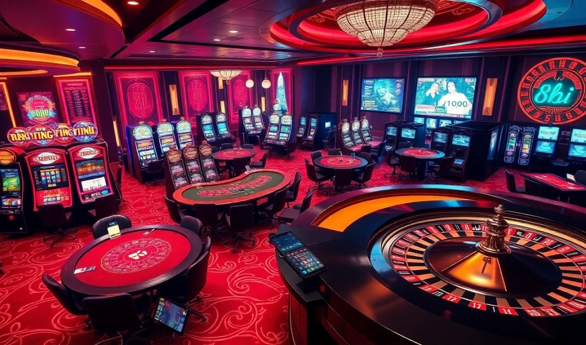 Experience the excitement of gambling at 88i nhà cái with vibrant casino visuals showcasing games and betting.
