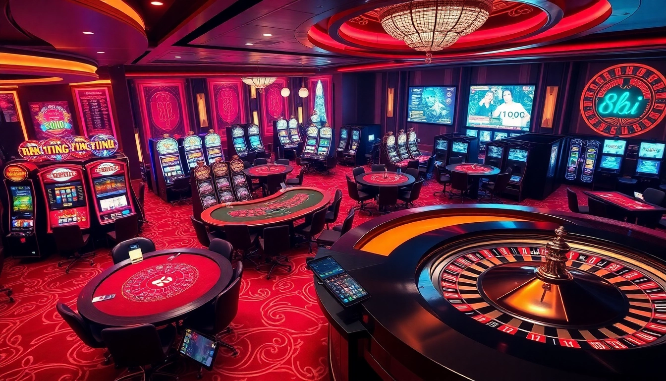 Experience the excitement of gambling at 88i nhà cái with vibrant casino visuals showcasing games and betting.