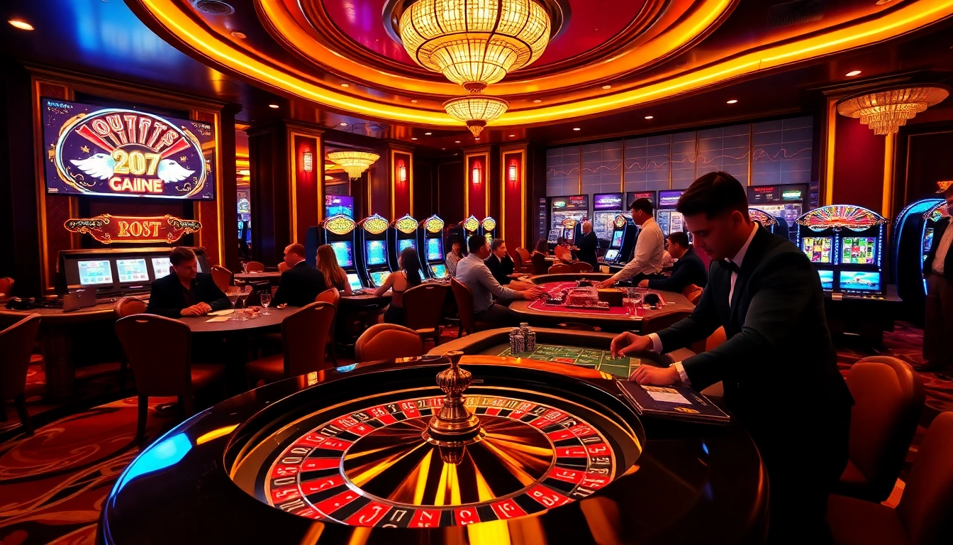 Players enjoying games at https://gk88.city/ casino, placing bets at the roulette table and online poker.